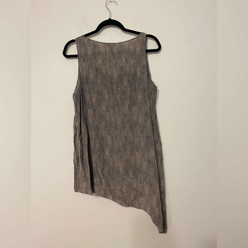 Eileen Fisher 100% Silk Crepe De Chine Chainette Printed Asymmetrical size Large - Picture 5 of 5